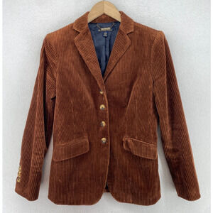 BROOKS BROTHERS Blazer Womens 4 Corduroy Button Front Jacket Cotton Brown Italy